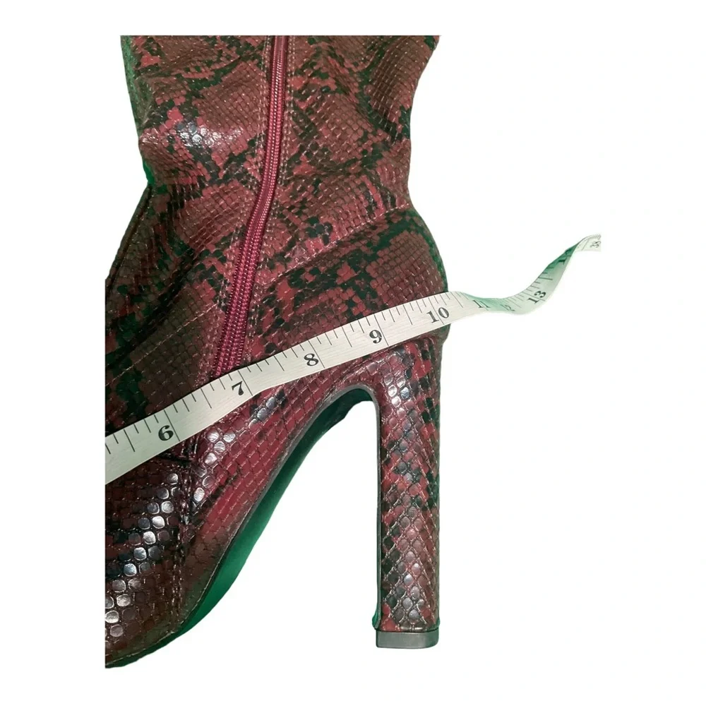 JustFab Jesyna - E Women’s Size 8 Burgundy Faux Snakeskin Thigh High Boots